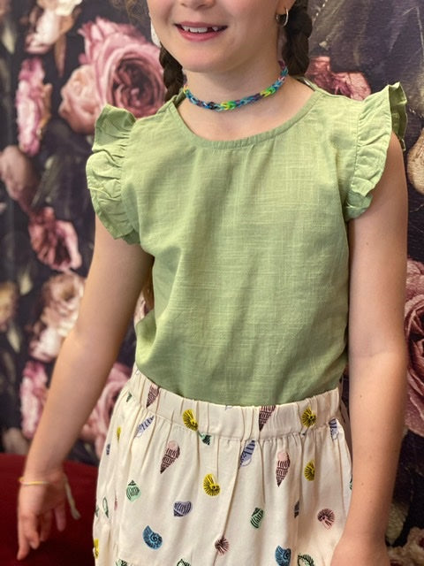 BLUSA CON VOLANTS TINTA UNITA